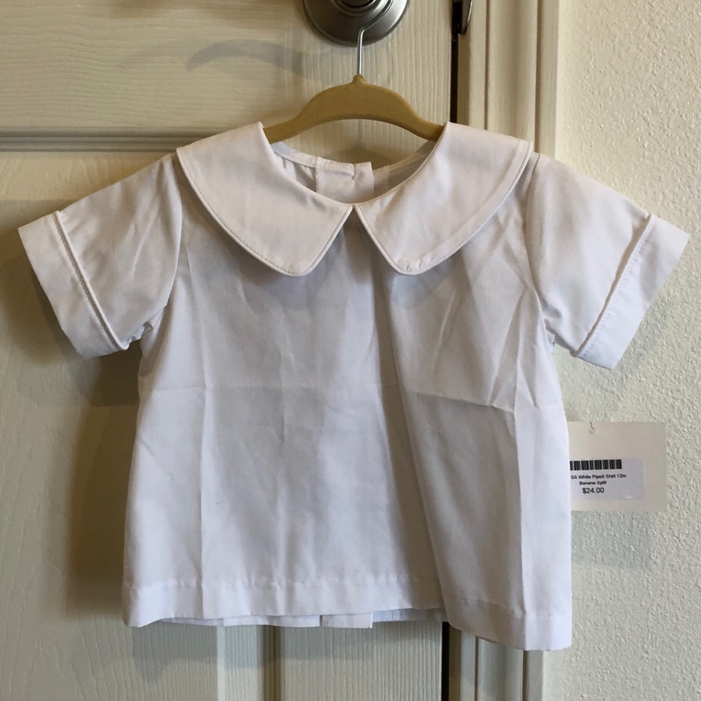 Shorts Sleeve Boys White Collared Dress Shirt
